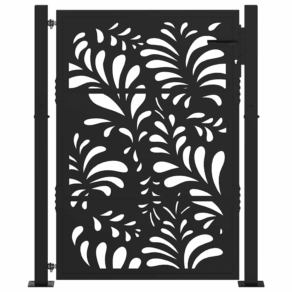 Poarta de gradina neagra 105x130 cm Design ondulat de otel