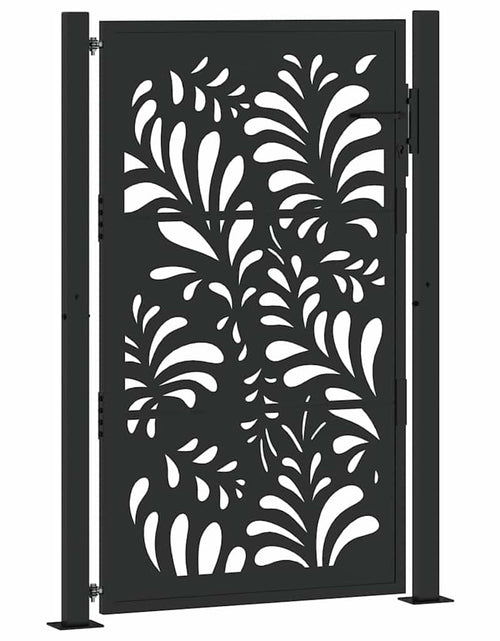 Загрузите изображение в средство просмотра галереи, Poarta de gradina neagra 105x155 cm Design ondulat de otel
