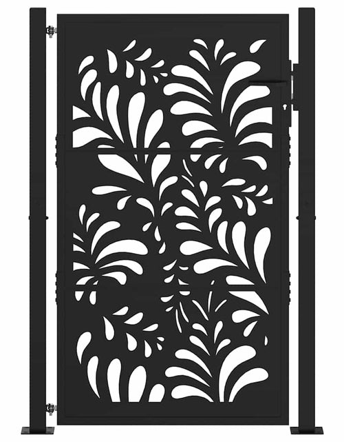 Загрузите изображение в средство просмотра галереи, Poarta de gradina neagra 105x155 cm Design ondulat de otel
