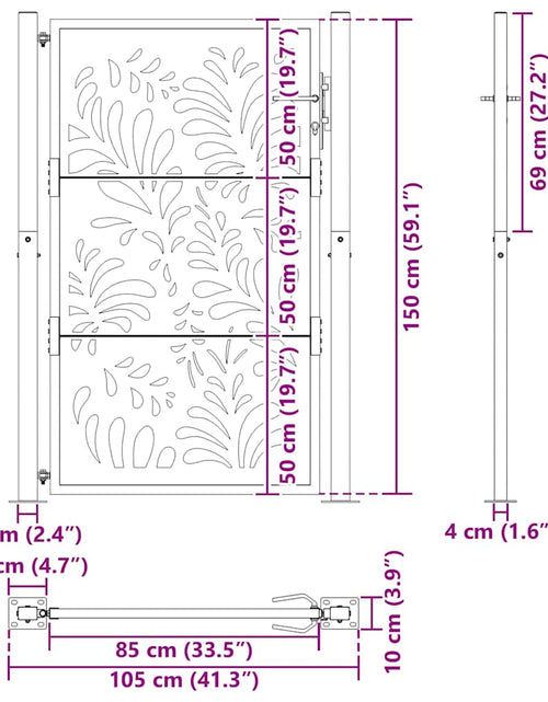 Загрузите изображение в средство просмотра галереи, Poarta de gradina neagra 105x155 cm Design ondulat de otel
