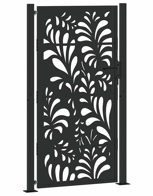 Загрузите изображение в средство просмотра галереи, Poarta de gradina neagra 105x180 cm Design ondulat de otel
