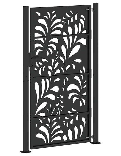 Загрузите изображение в средство просмотра галереи, Poarta de gradina neagra 105x180 cm Design ondulat de otel
