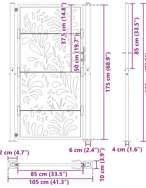 Загрузите изображение в средство просмотра галереи, Poarta de gradina neagra 105x180 cm Design ondulat de otel
