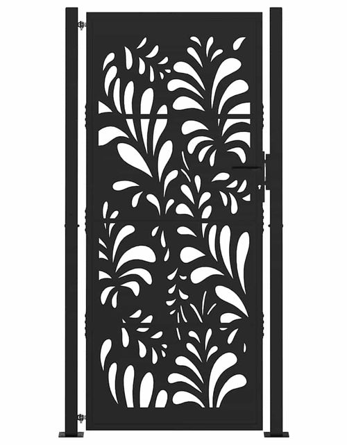 Загрузите изображение в средство просмотра галереи, Poarta de gradina neagra 105x205 cm Design ondulat de otel
