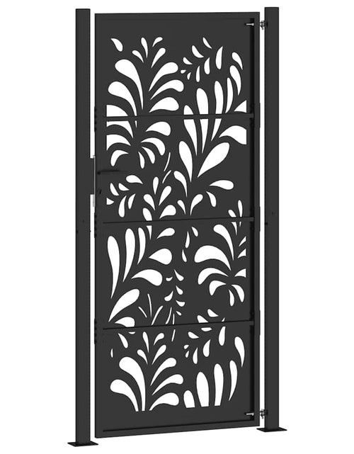 Загрузите изображение в средство просмотра галереи, Poarta de gradina neagra 105x205 cm Design ondulat de otel
