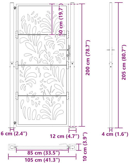 Загрузите изображение в средство просмотра галереи, Poarta de gradina neagra 105x205 cm Design ondulat de otel
