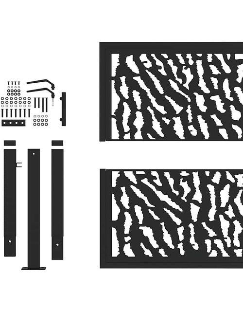 Загрузите изображение в средство просмотра галереи, Poartă de grădină neagră 105x105 cm Design cu urme de oțel
