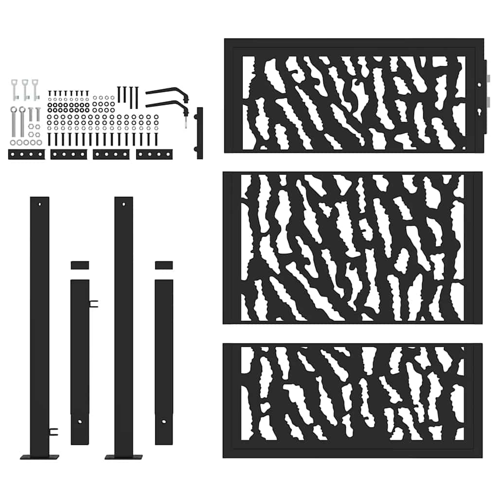 Poartă de grădină neagră 105x130 cm Design cu urme de oțel