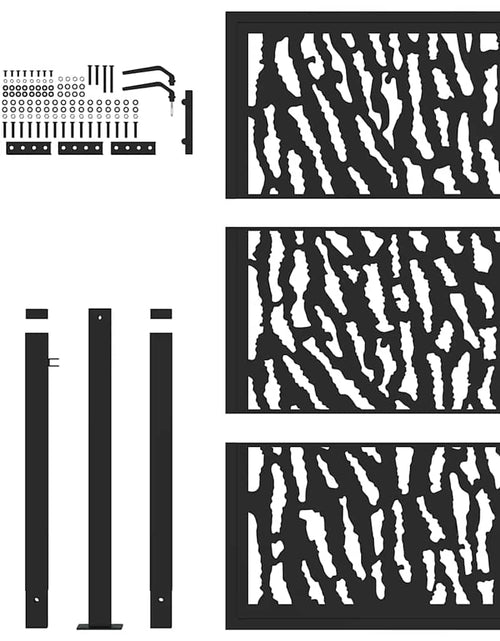 Загрузите изображение в средство просмотра галереи, Poartă de grădină neagră 105x155 cm Design cu urme de oțel
