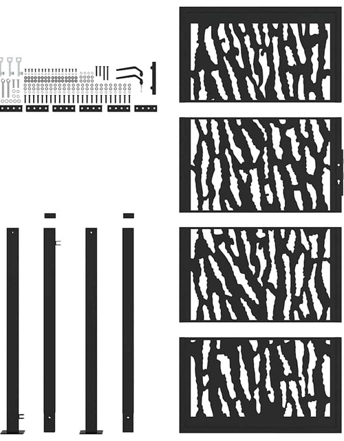 Загрузите изображение в средство просмотра галереи, Poartă de grădină neagră 105x205 cm Design cu urme de oțel
