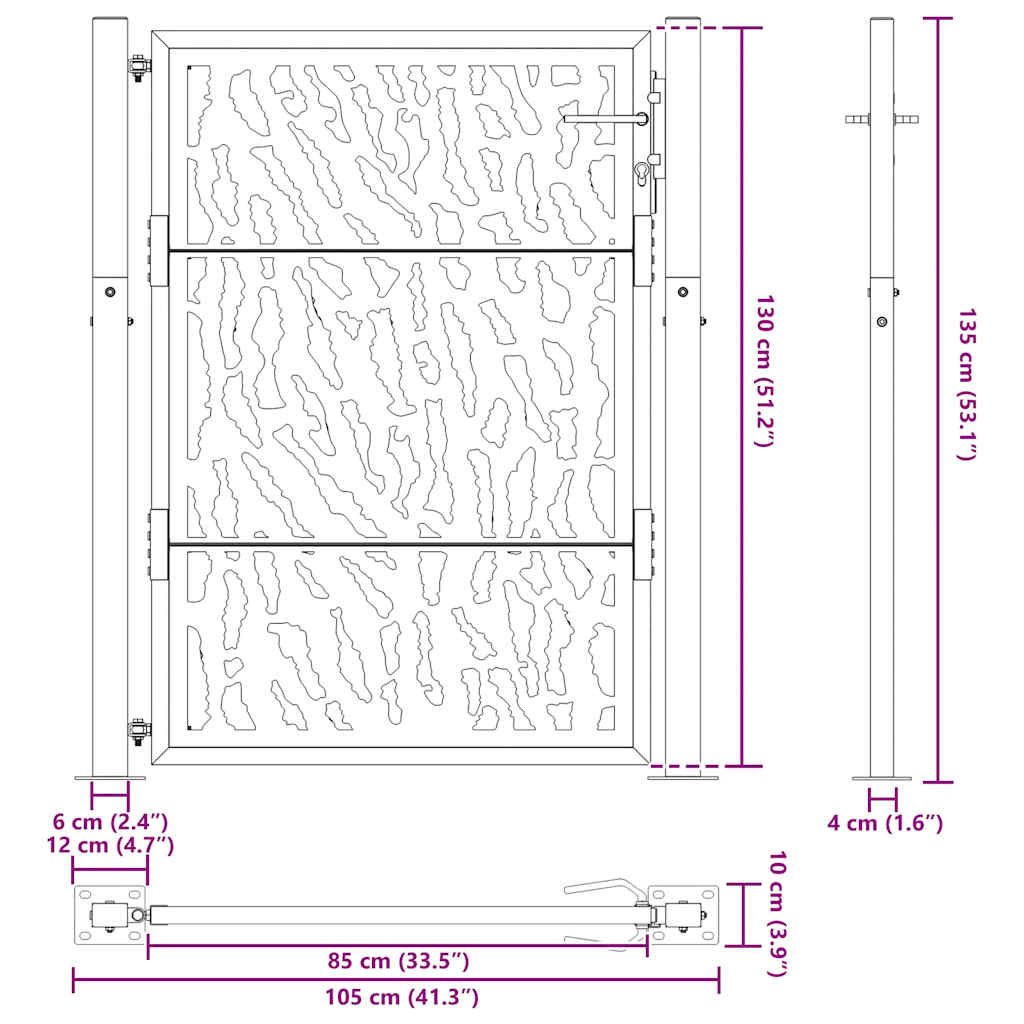 Poartă de grădină Design cu urme oțel rezistent la intemperii