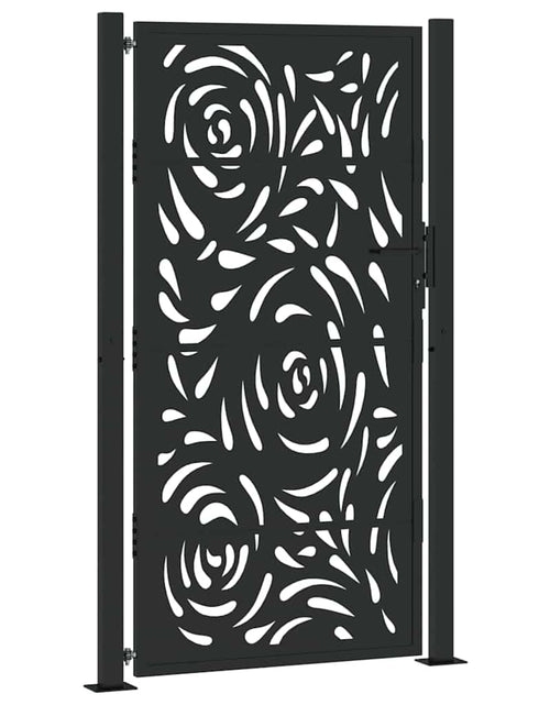 Загрузите изображение в средство просмотра галереи, Poarta de gradina neagra 105x180 cm design flacara din otel
