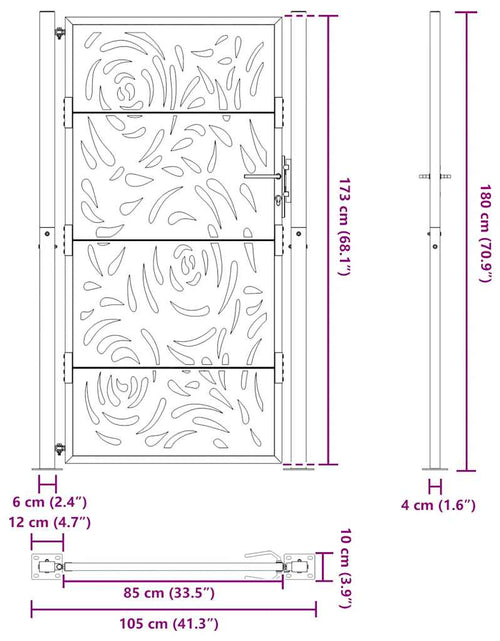 Загрузите изображение в средство просмотра галереи, Poarta de gradina neagra 105x180 cm design flacara din otel
