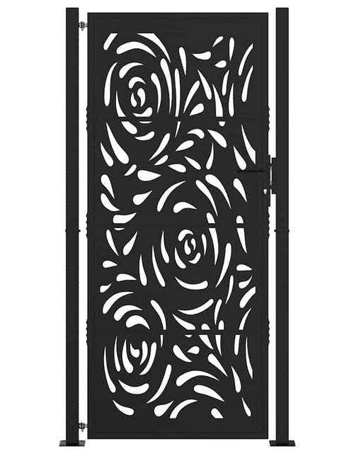 Загрузите изображение в средство просмотра галереи, Poarta de gradina neagra 105x205 cm design flacara din otel
