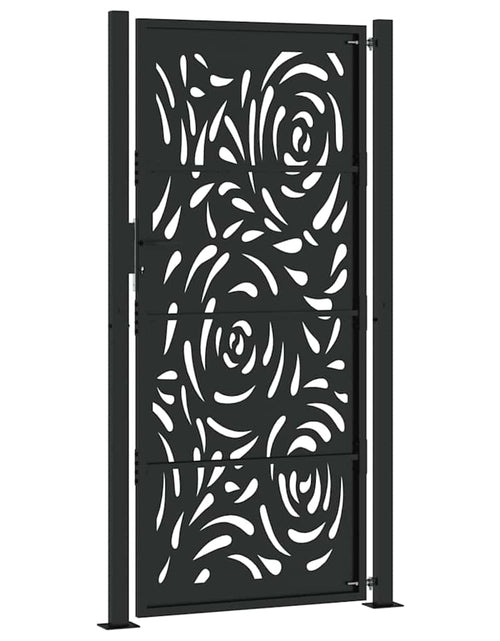 Загрузите изображение в средство просмотра галереи, Poarta de gradina neagra 105x205 cm design flacara din otel
