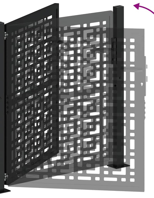 Загрузите изображение в средство просмотра галереи, Poartă de grădină neagră 105x105 cm Design în cruce de oțel
