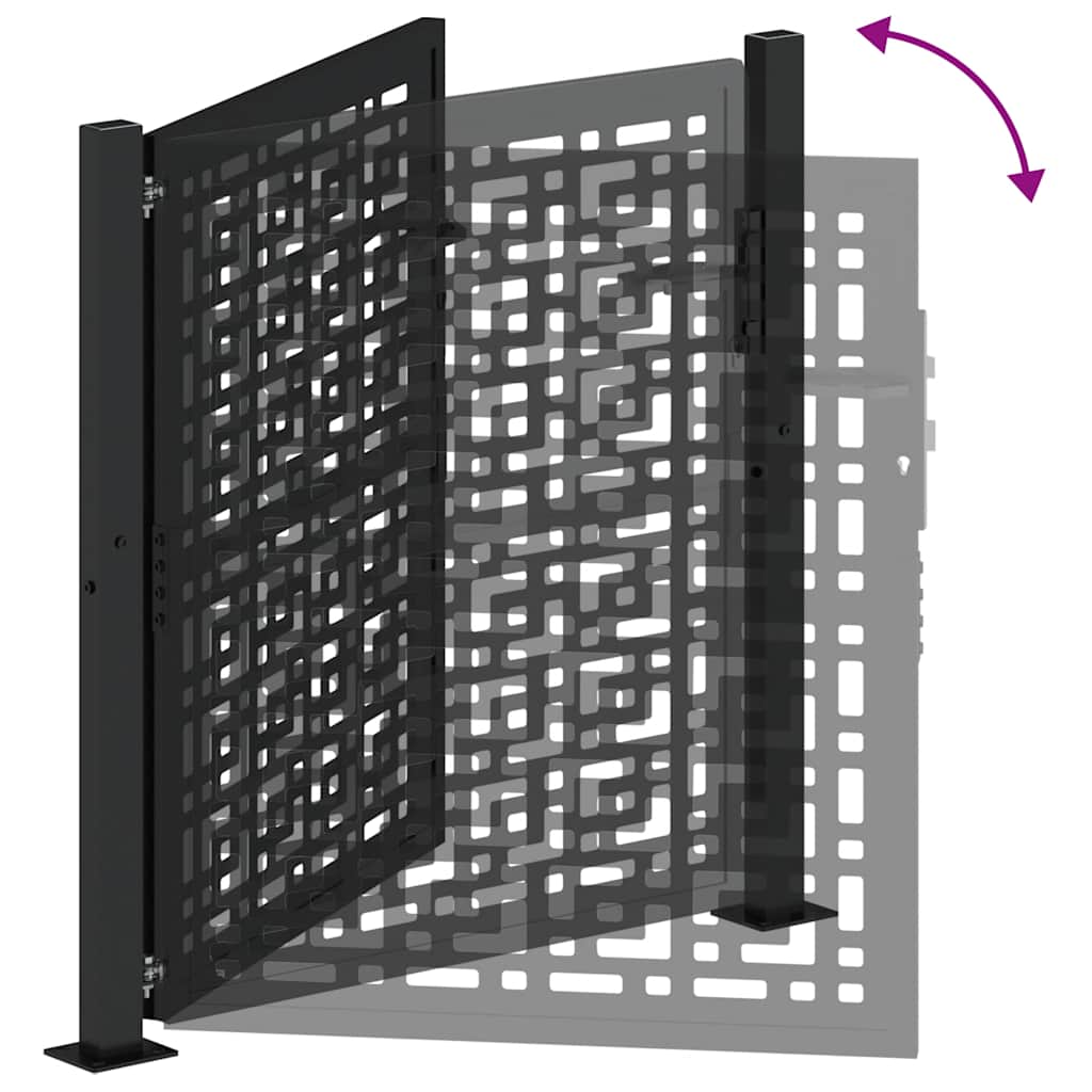 Poartă de grădină neagră 105x105 cm Design în cruce de oțel