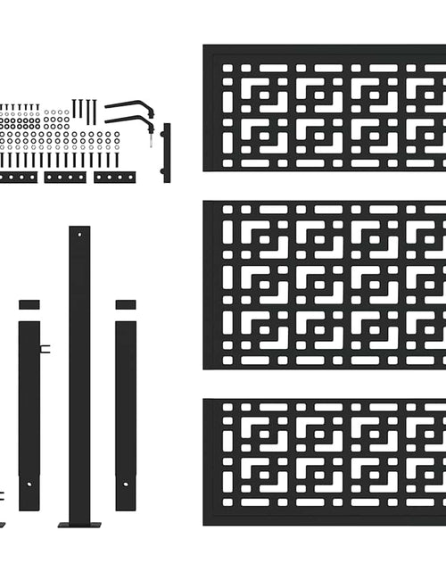 Загрузите изображение в средство просмотра галереи, Poartă de grădină neagră 105x130 cm Design în cruce de oțel
