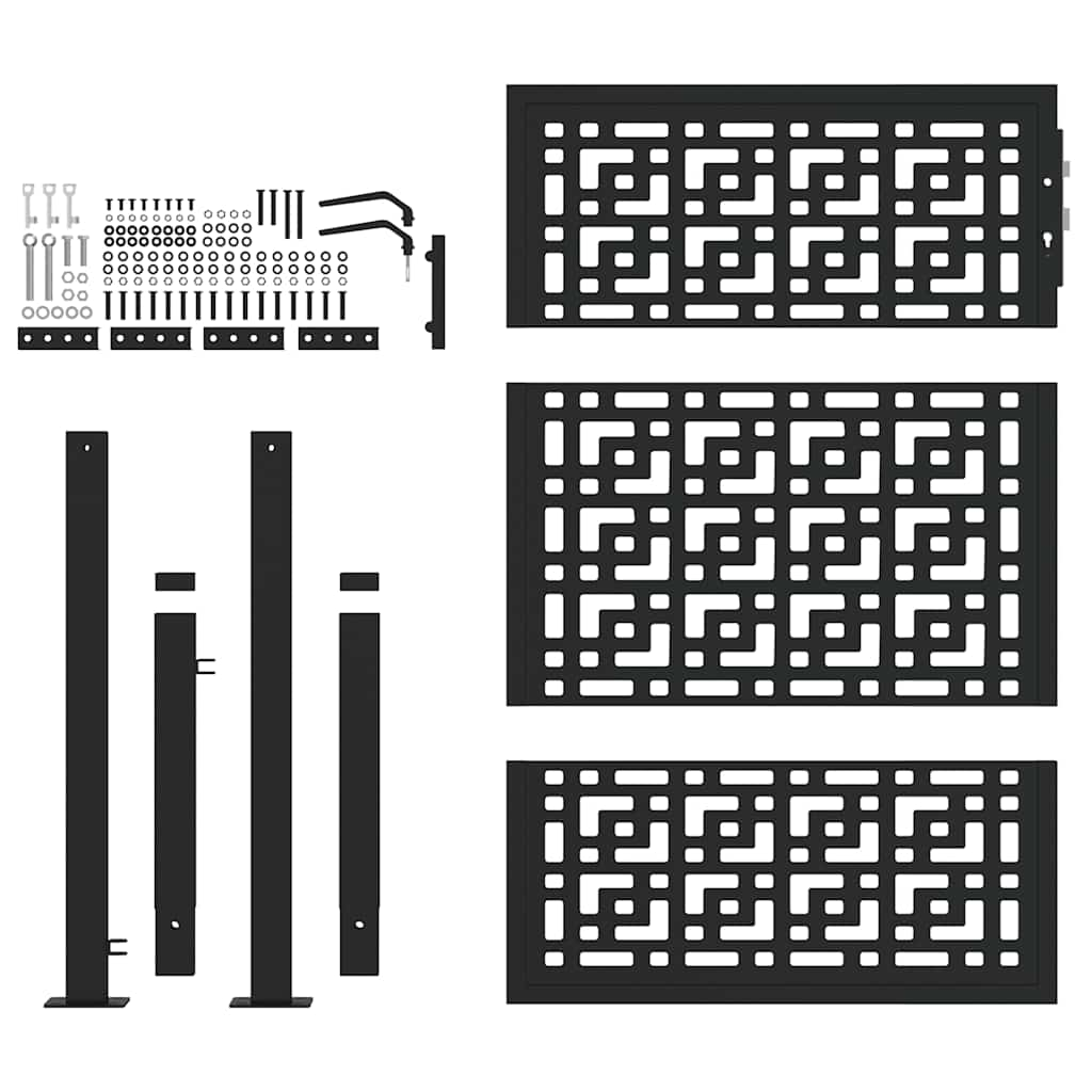 Poartă de grădină neagră 105x130 cm Design în cruce de oțel