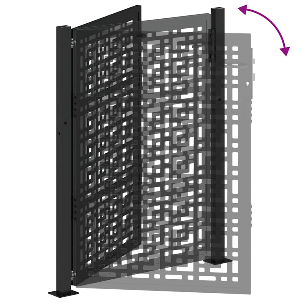 Poartă de grădină neagră 105x130 cm Design în cruce de oțel