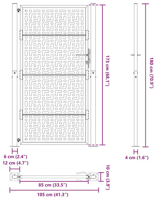 Загрузите изображение в средство просмотра галереи, Poarta de gradina neagra 105x180 cm Design cruce de otel
