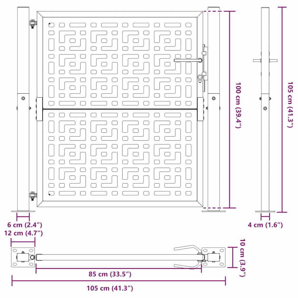 Poartă de grădină Design cruce din oțel rezistent la intemperii