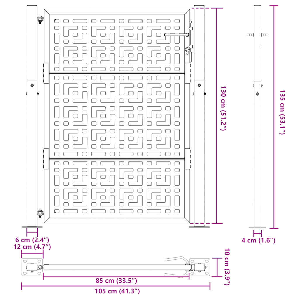 Poartă de grădină Design cruce din oțel rezistent la intemperii