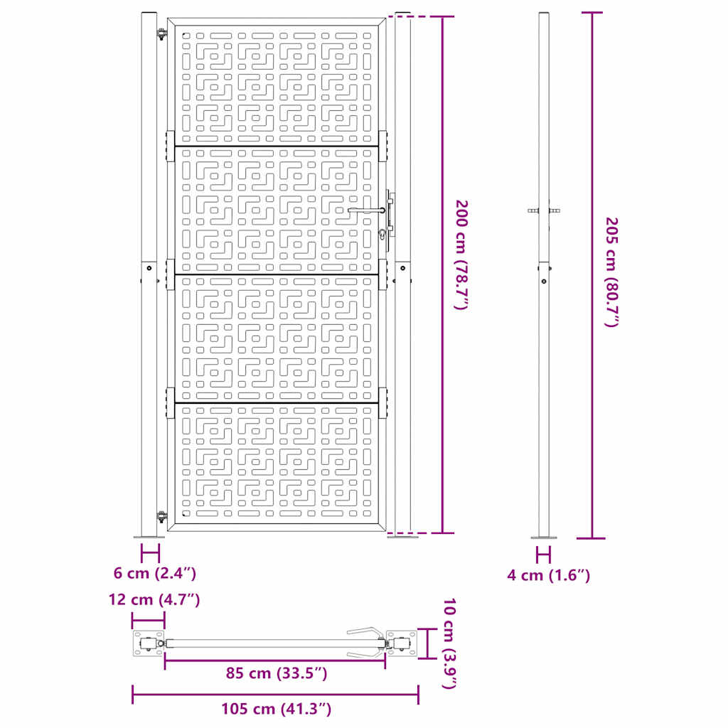 Poartă de grădină Design cruce din oțel rezistent la intemperii