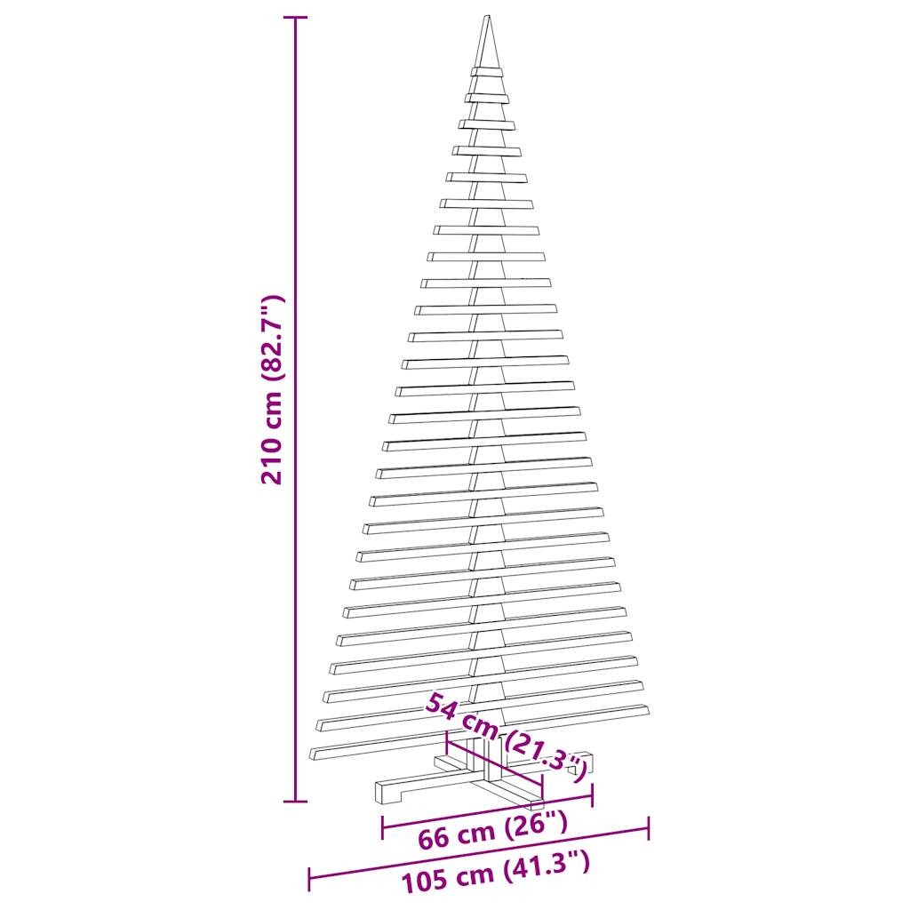 Brad de Crăciun din lemn decorativ, 210 cm, lemn de pin masiv