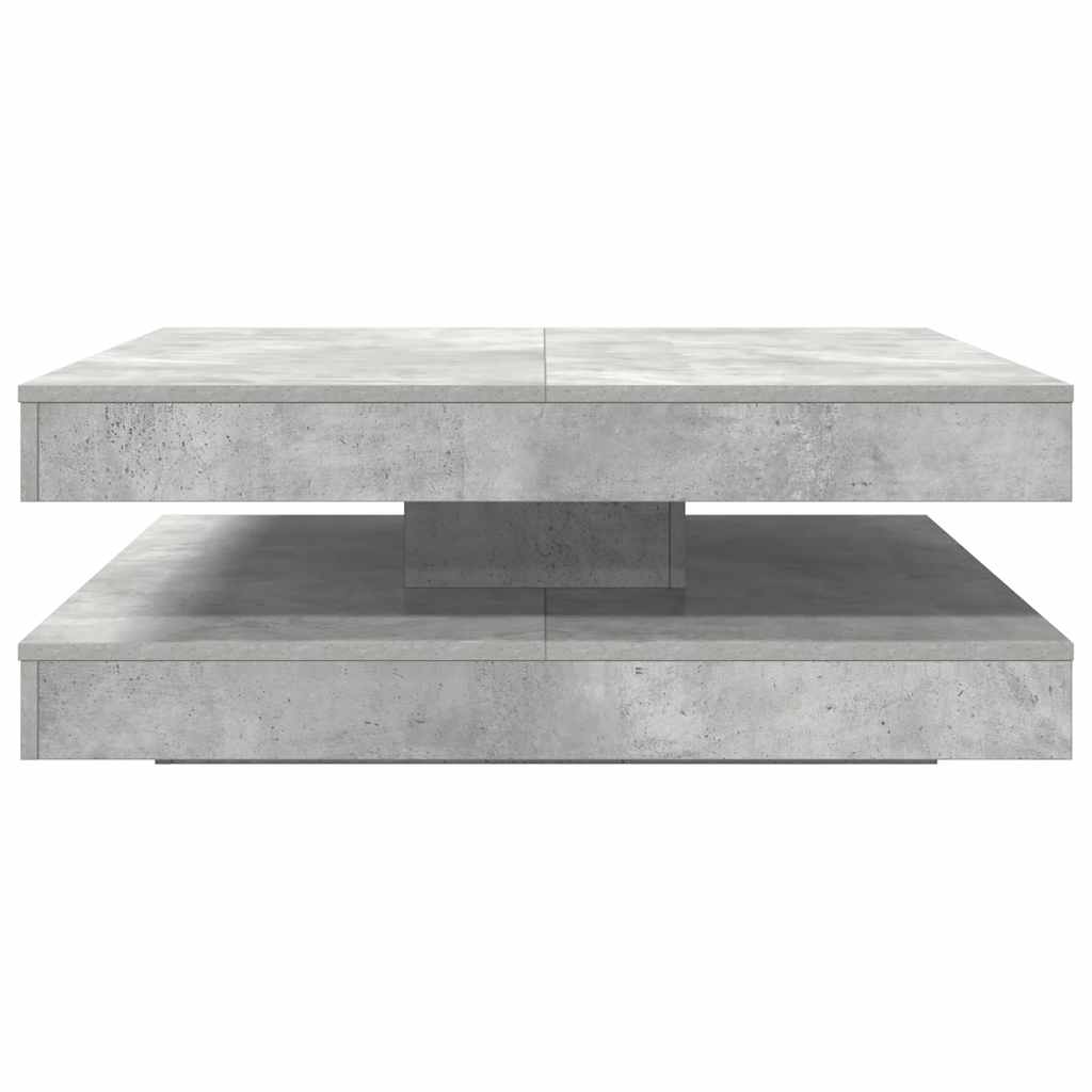 Măsuță cafea rotativă 360 grade, gri beton 90x90x34,5 cm