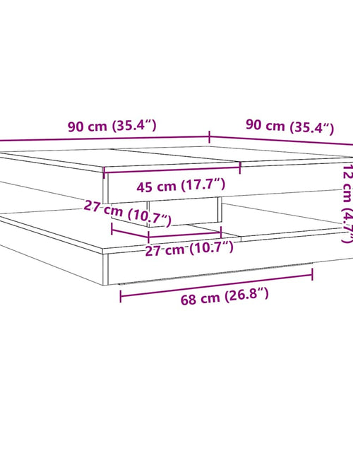 Загрузите изображение в средство просмотра галереи, Măsuță cafea rotativă 360 grade, lemn vechi 90x90x34,5 cm
