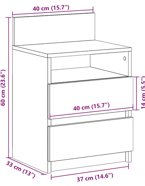 Загрузите изображение в средство просмотра галереи, Noptiera cu 2 sertare din lemn vechi 40x33x60 cm
