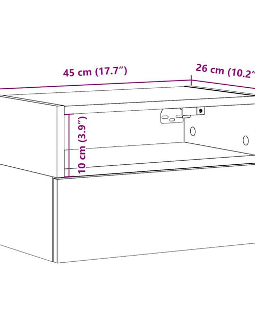 Загрузите изображение в средство просмотра галереи, Noptieră de perete, stejar maro, 45x26x28,5 cm
