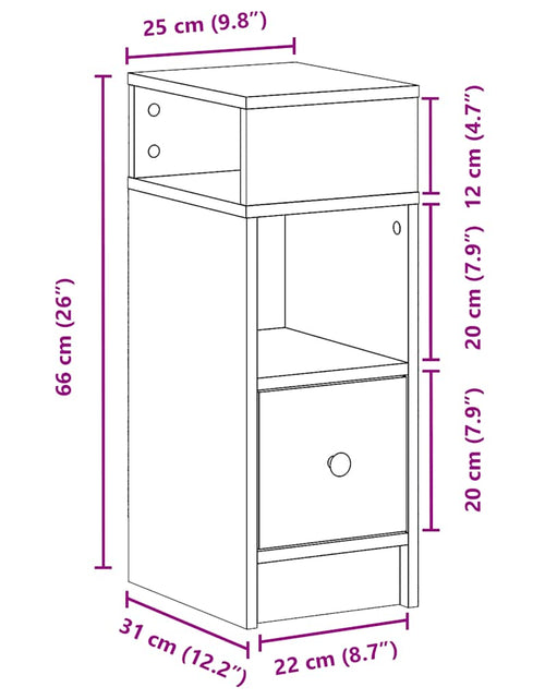 Încărcați imaginea în vizualizatorul Galerie, Noptiera cu sertar stejar afumat 25x31x66 cm
