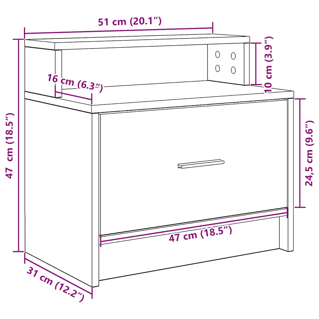 Noptiere cu sertar 2 buc Alb 51x31x47 cm