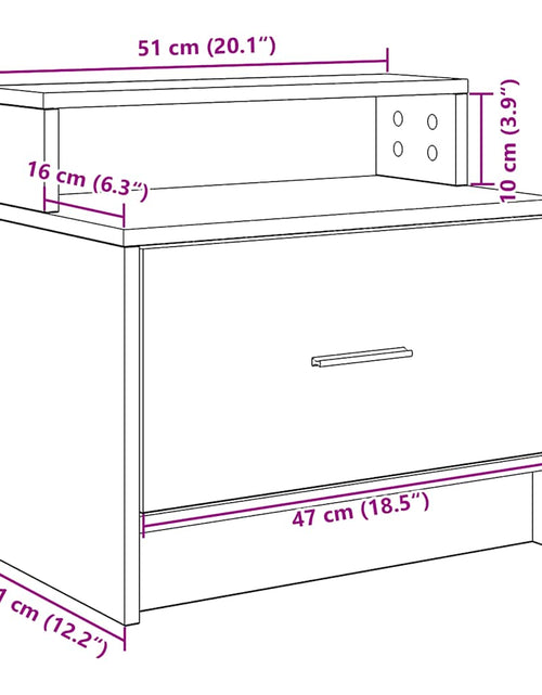 Загрузите изображение в средство просмотра галереи, Noptiera cu sertar stejar afumat 51x31x47 cm

