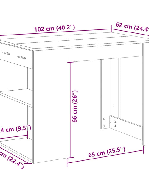 Încărcați imaginea în vizualizatorul Galerie, Birou cu sertar și raft alb 102x62x77,5 cm lemn prelucrat
