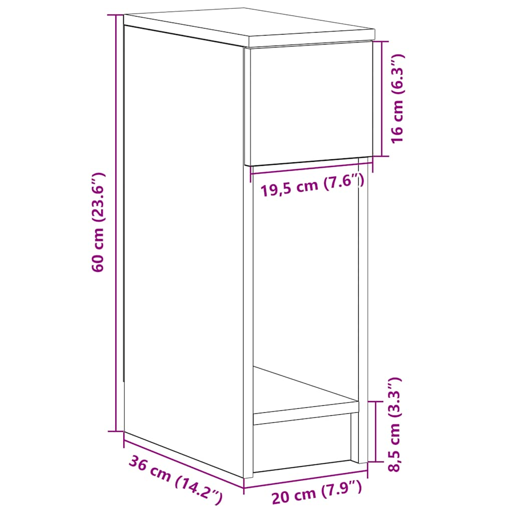 Noptiera cu sertar alb 20x36x60 cm