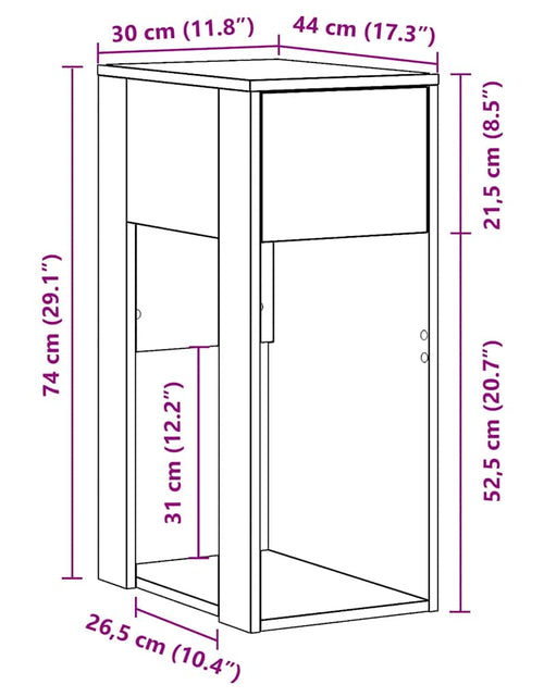 Încărcați imaginea în vizualizatorul Galerie, Suport turn pentru computer cu sertar Stejar afumat 30x44x74 cm
