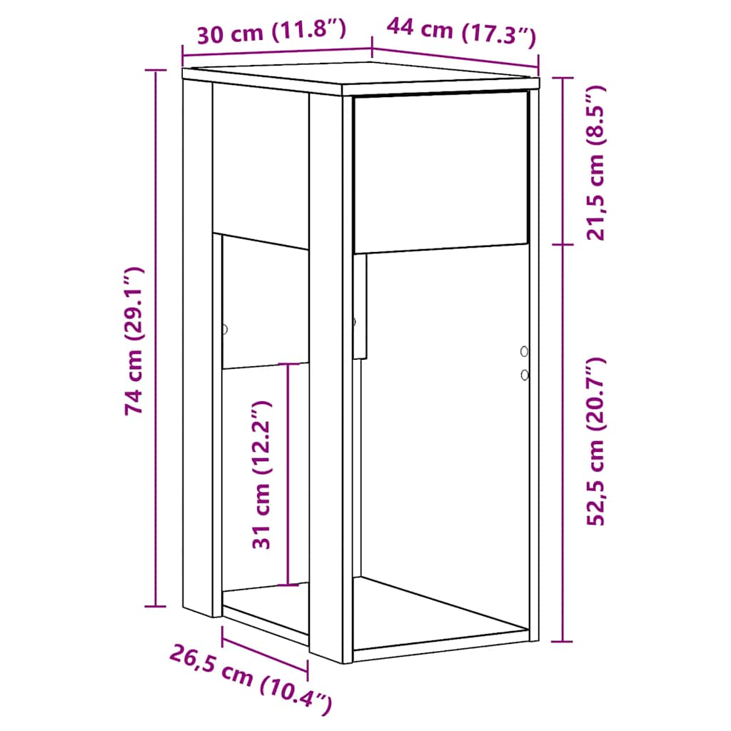 Suport turn pentru computer cu sertar lemn vechi 30x44x74 cm