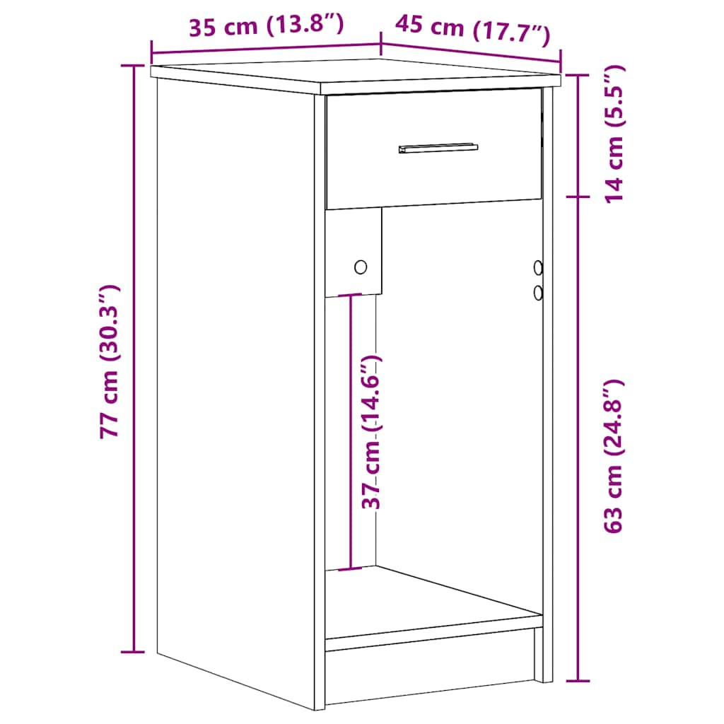 Suport turn pentru computer cu sertar Stejar afumat 35x45x77 cm