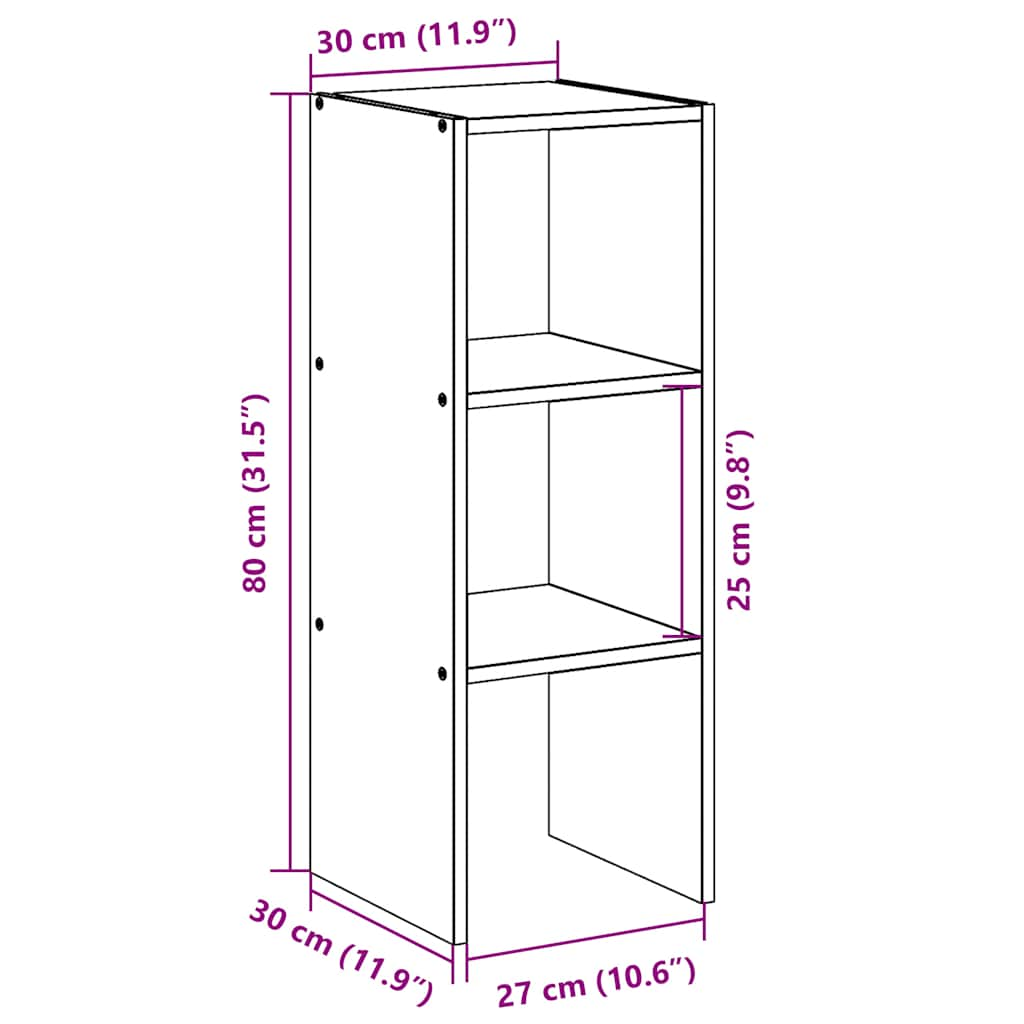 Bibliotecă stivuabilă Gri Beton 30x30x80 cm Lemn prelucrat