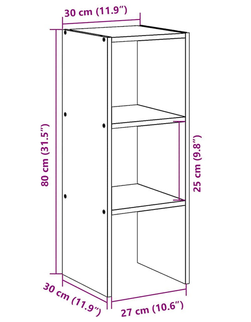 Загрузите изображение в средство просмотра галереи, Bibliotecă stivuabilă, Stejar maro, 30x30x80 cm, lemn prelucrat
