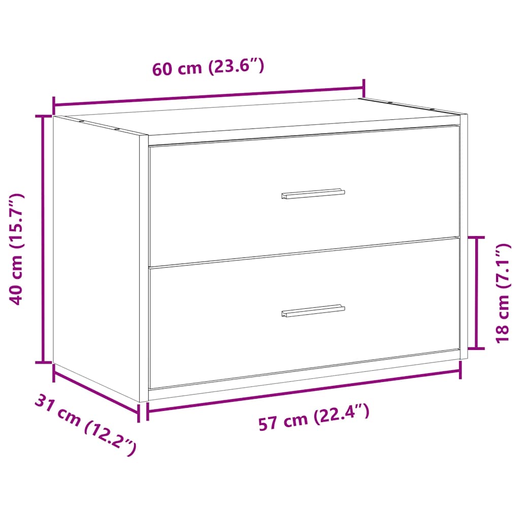 Dulap cu 2 sertare alb 60x31x40 cm lemn prelucrat