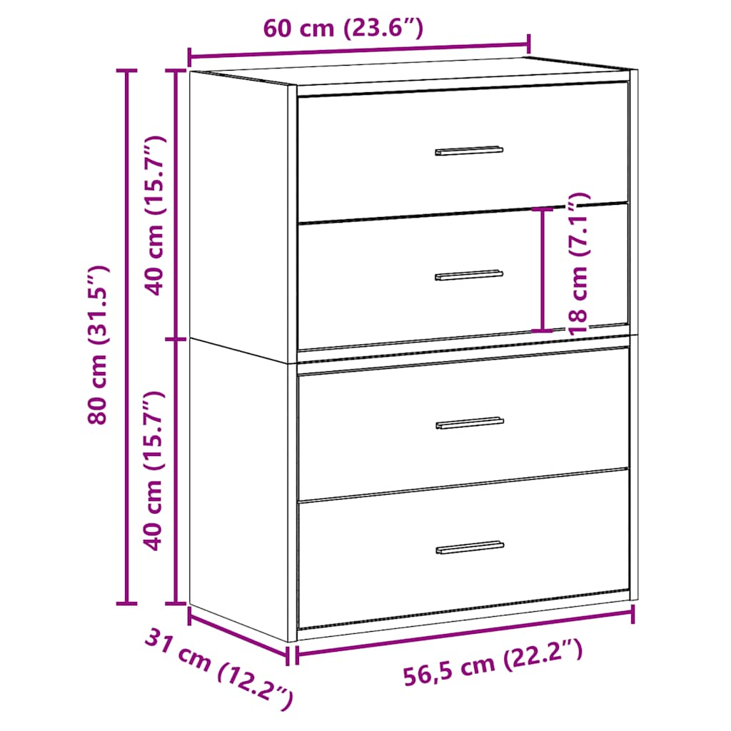 Dulapuri cu 2 sertare 2 buc Beton Gri 60x31x40cm Lemn prelucrat