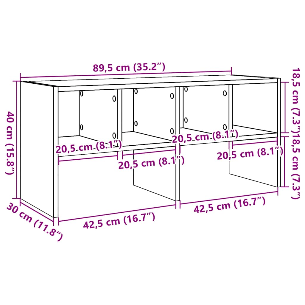 Suport pantofi stivuibil Stejar afumat 89,5x30x40 cm