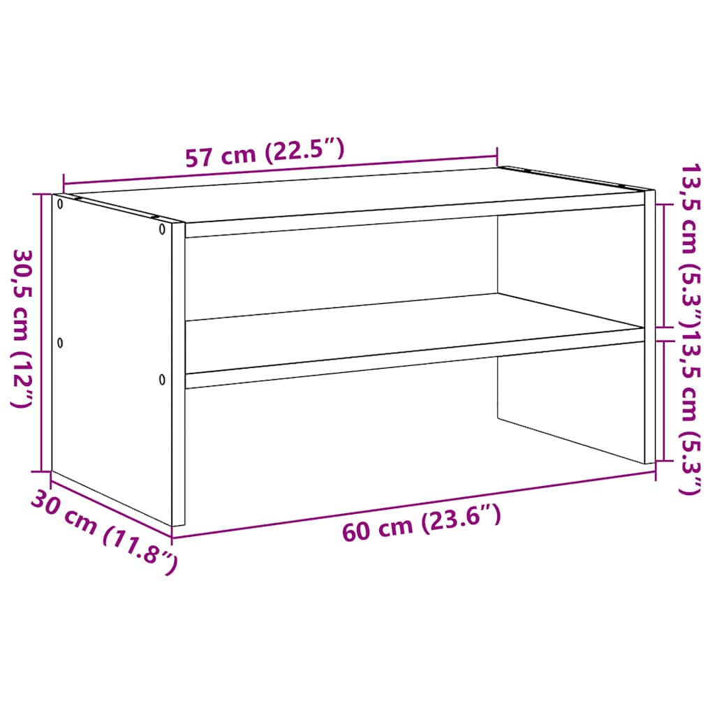 Suport pantofi stivuibil alb 60x30x30,5 cm