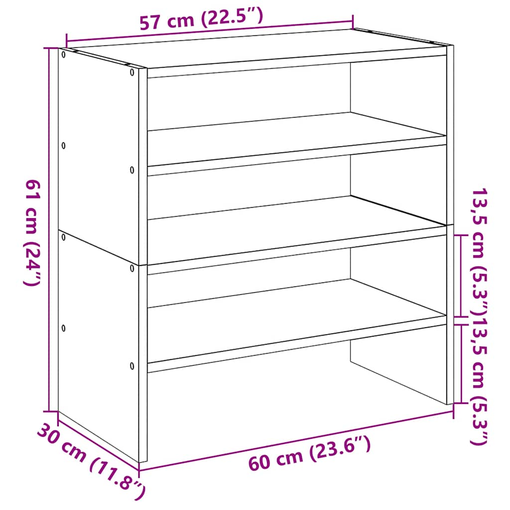 Rafturi pantofi 2 buc stivuibile alb 60x30x30,5 cm