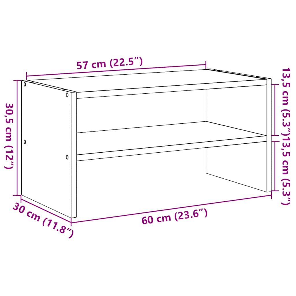 Suport pantofi stivuibil, gri Sonoma 60x30x30,5 cm