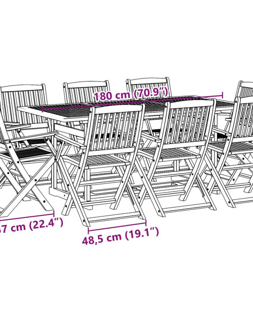 Загрузите изображение в средство просмотра галереи, Set mobilier de grădină 9 piese 180x90x75 cm, lemn masiv acacia
